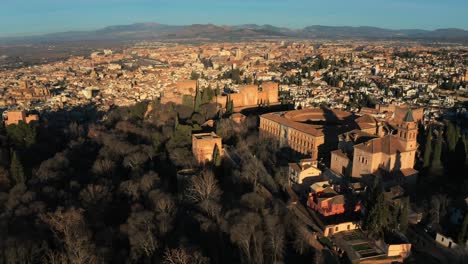 palace of charles v inside alhambra in granada, spain