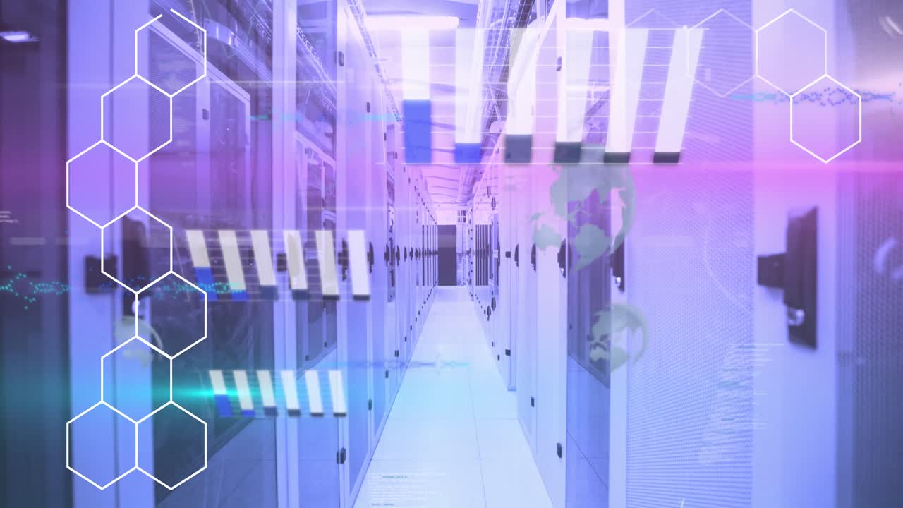 그래프, 글로브, 육각형, 컴퓨터 언어의 애니메이션 서버