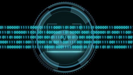 animation of data processing over eye icon and scope scanning