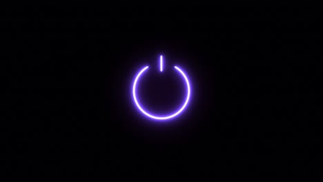 neon power reset button sign animation. abstract screensaver, live wallpaper, loop background on black. on off technology icon  4k animated stock footage