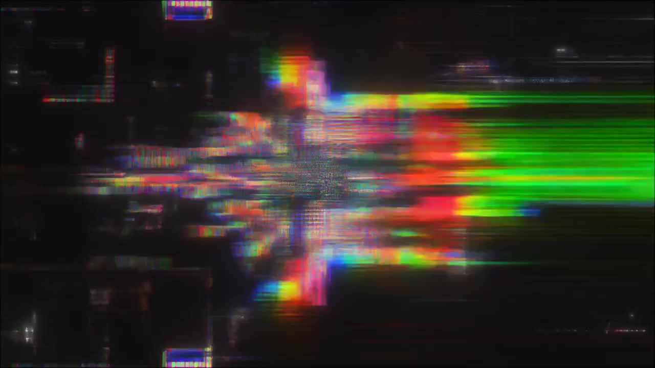 Digitaal glitch-effect met kleurrijke datavervorming