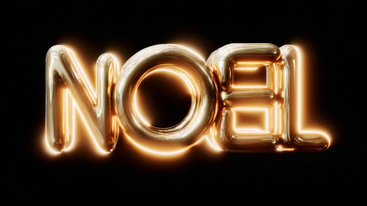 A Stunning Metallic Representation of the Word 'NOEL' Highlighted with Radiant Gold Finish against a Dark Background, Perfectly Capturing the Spirit of Celebration During the Festive Season and Evoking Warmth