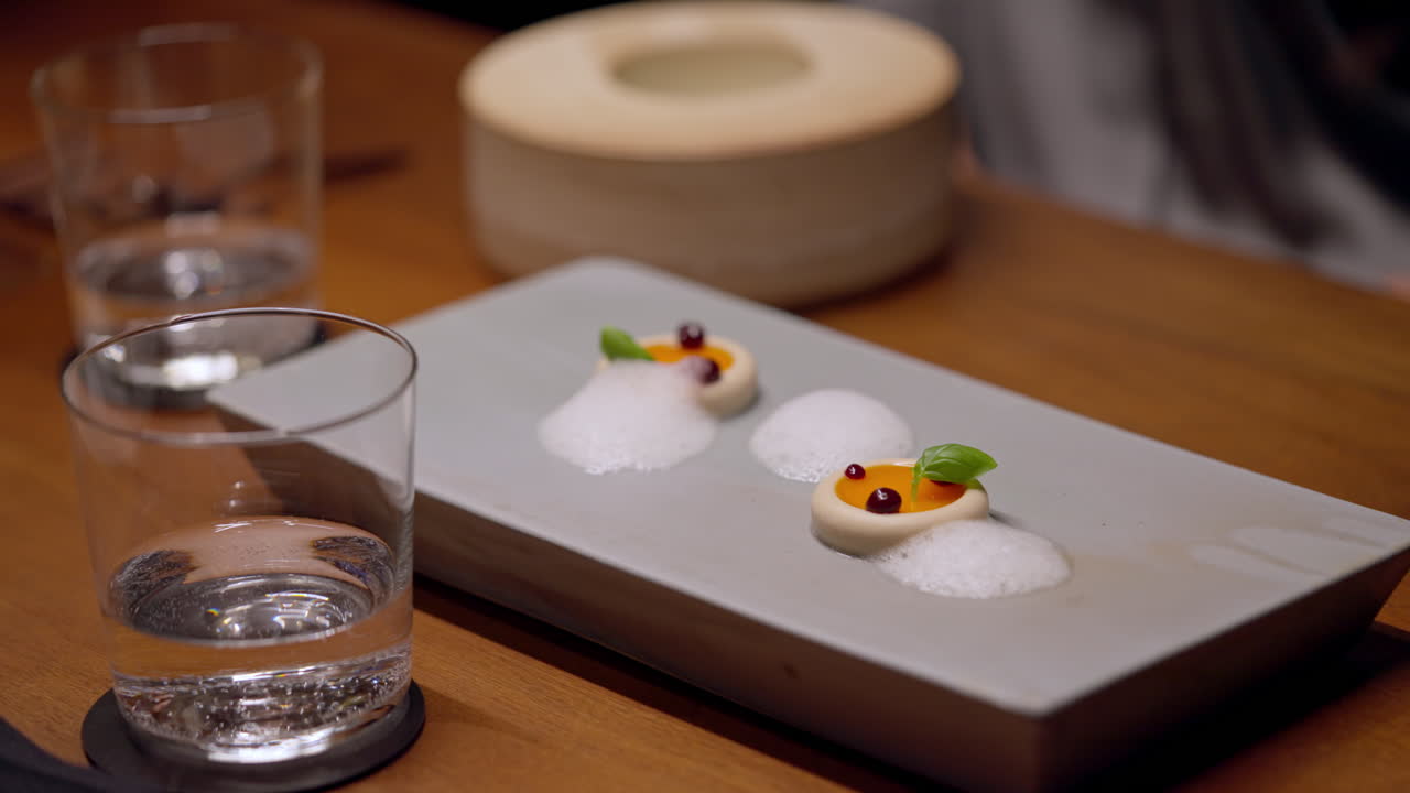 Close-up of Gourmet Food with Drinks