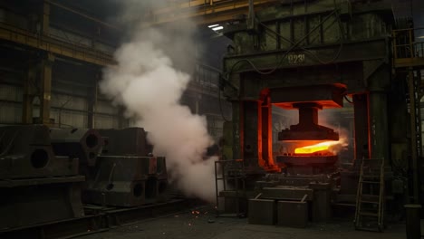 forging process in a heavy industry facility: capturing the intense heat and power of metal forming machinery during operation