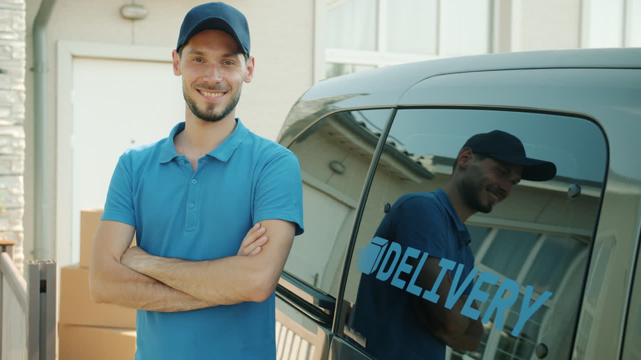 conductor de reparto sonriente