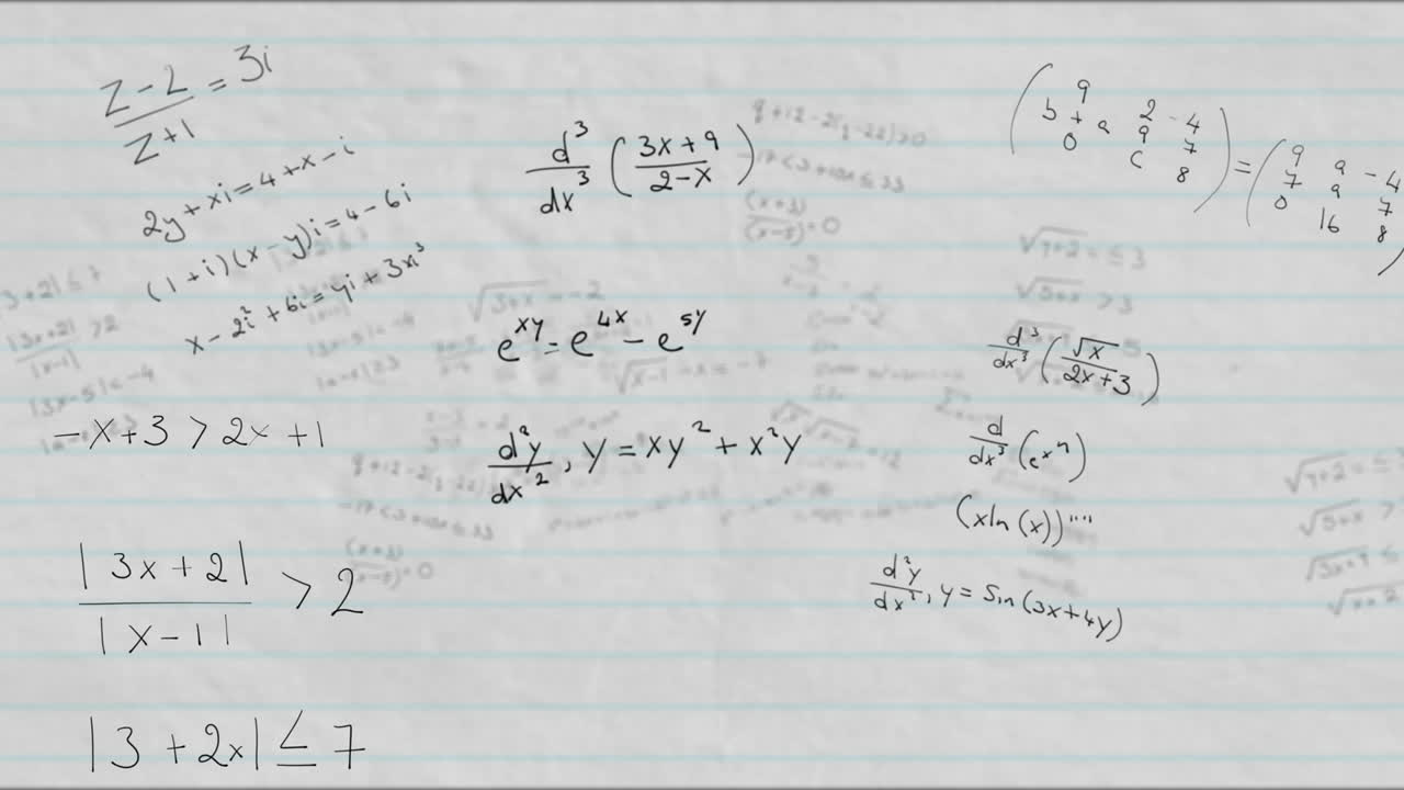 색 배경에 수학적 공식의 애니메이션