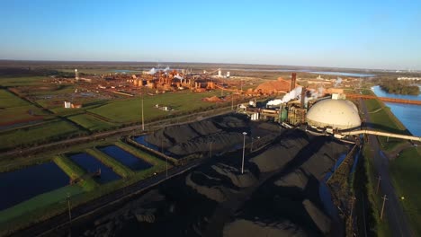 aerial over an industrial aluminum manufacturing plant