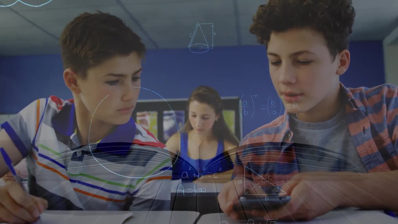 스마트폰을 가진 백인 학년들을 대상으로 수학적 데이터 처리의 애니메이션