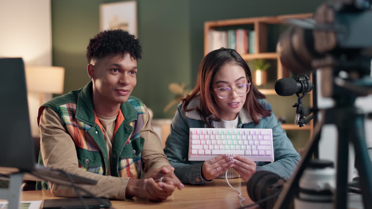 People recording a video about a keyboard