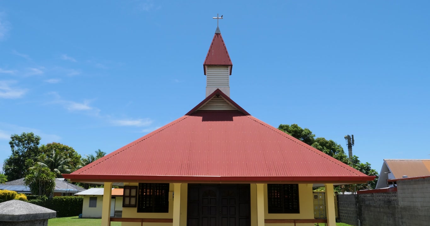 Saint Michael Catholic Chapel (Chapelle Catholique Saint Michel),Papetoai, Moorea, French Polynesia.