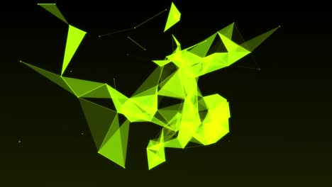 animación de formas geométricas verdes que se mueven sobre un fondo negro