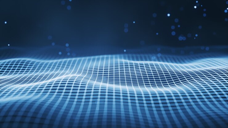 Spazio digitale con linee luminose, rendering 3D