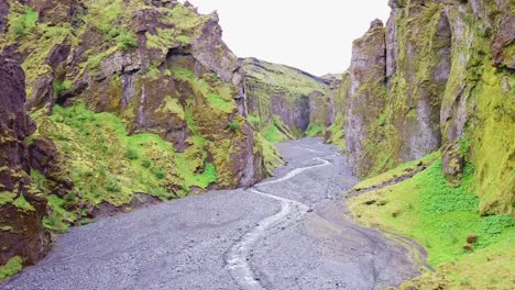 aerial of the majestic deep inspiring canyon of stakkholtsgja near thorsmork iceland 1