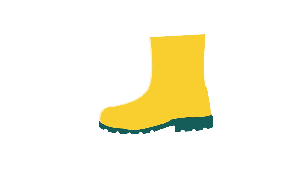 Sepatu Bot Karet Kuning Animasi dengan Latar Belakang Putih