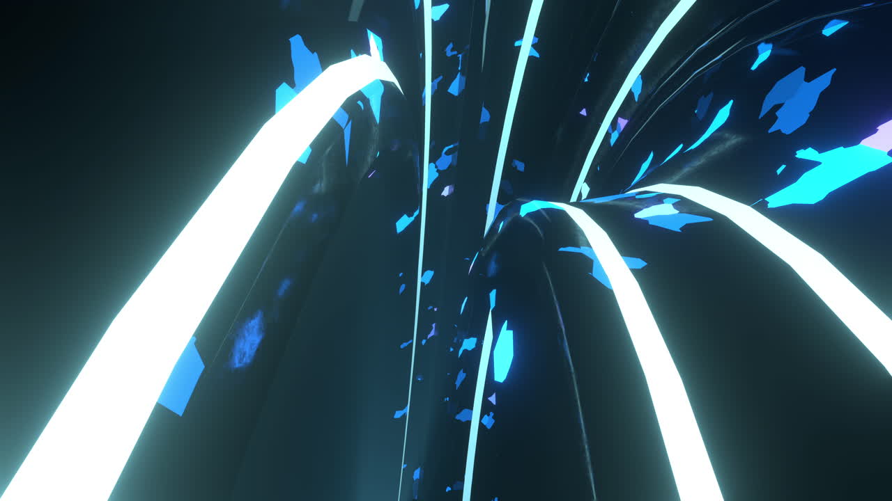 Abstract Tunnel with Neon Lights and Geometric Shapes