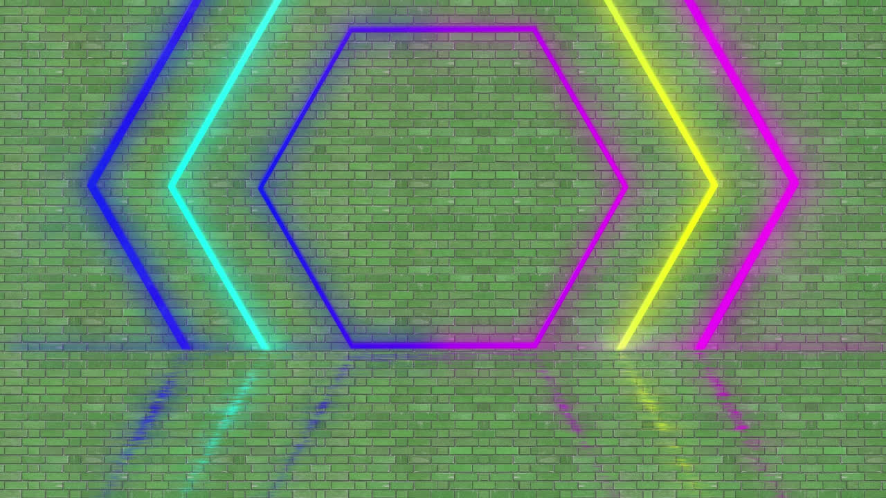 animación de coloridas formas geométricas múltiples en un fondo verde