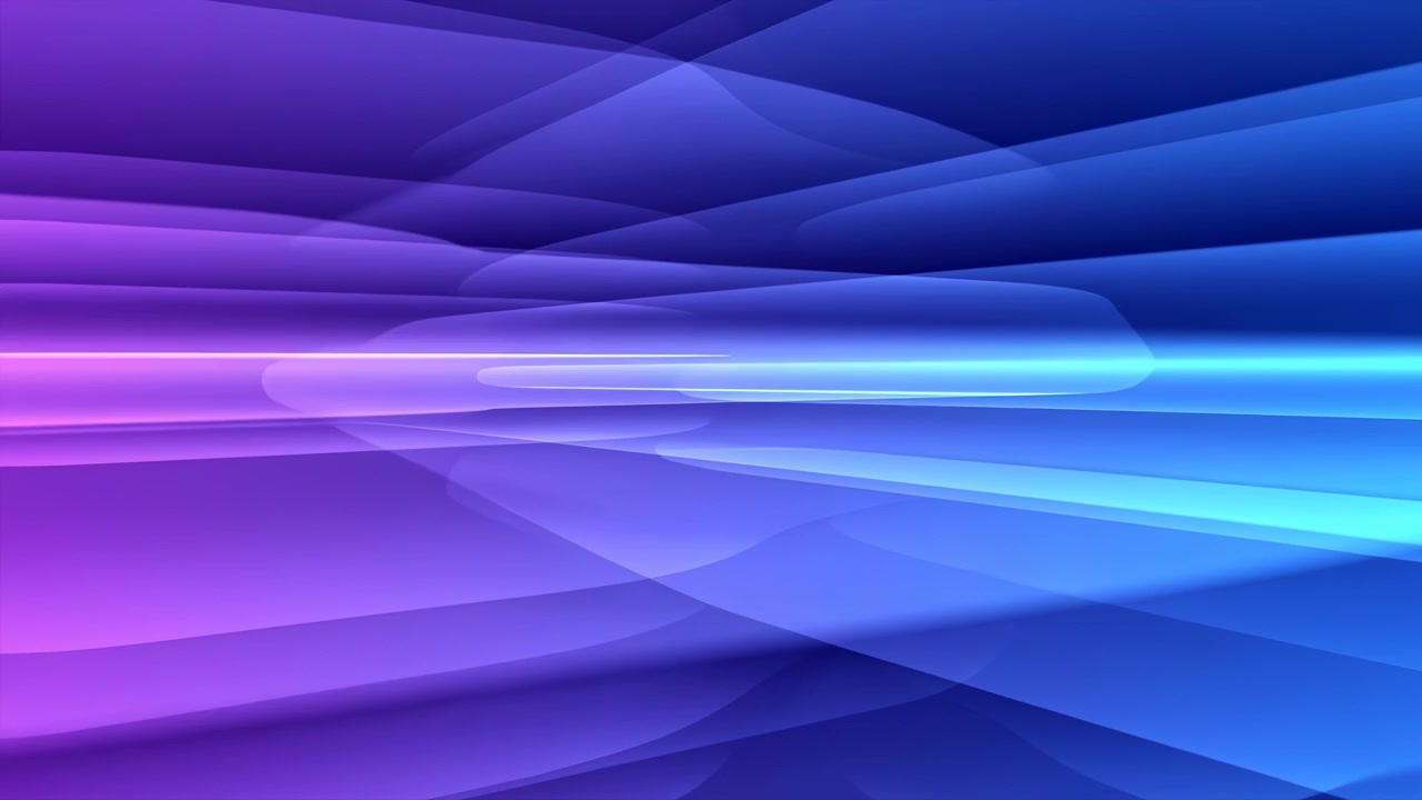 Early-to-mid sequence of flowing blue and purple light waves crossing a smooth abstract background, with a bright horizontal glow near the center and layered