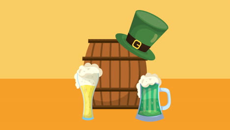 st patricks day animated card with beer barrel