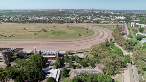 revealing aerial in la plata city hippodrome and railway terminal station