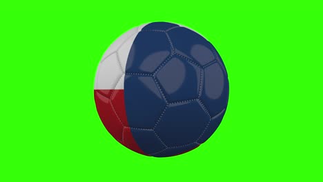 bandera checa en la pelota gira sobre un fondo alfa verde transparente, bucle