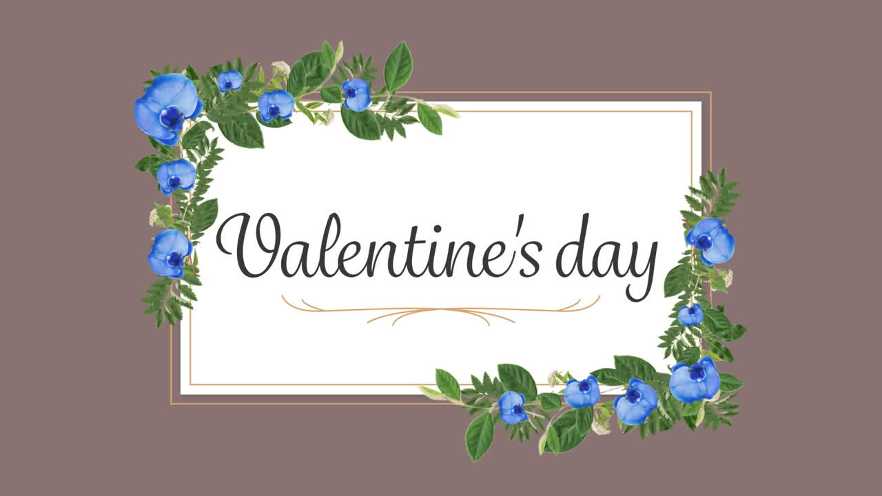 갈색 배경 에 꽃 이 있는 발렌타인 데이 카드 의 애니메이션