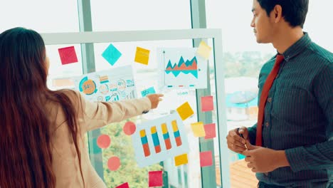 business people work on project planning board