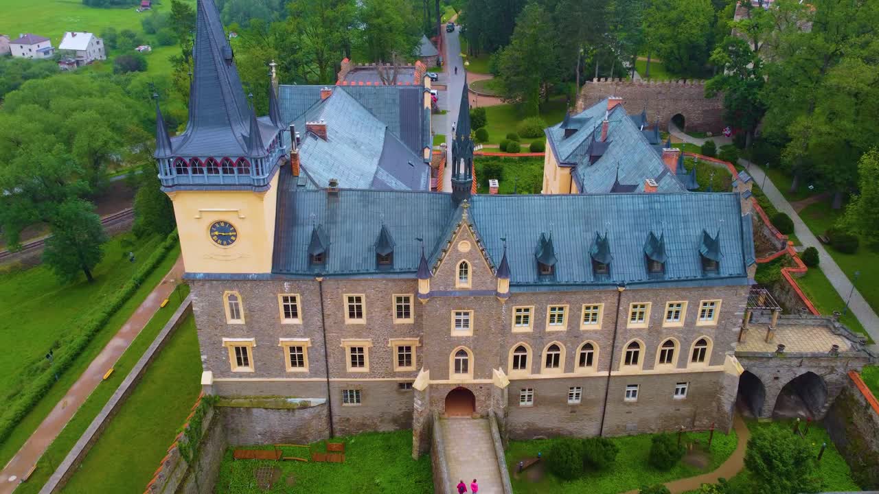 Aerial View of Zruc Nad Sazavou Chateau with Woods Surrounding Estate