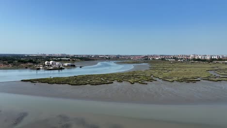 drone shot of the swampish area south of lisbon