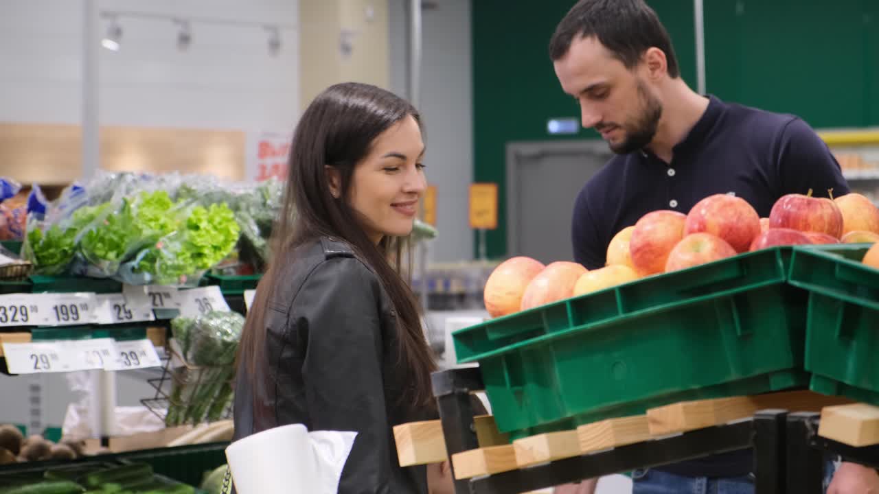 Customers Shopping for Fruits and Vegetables in a Grocery Store