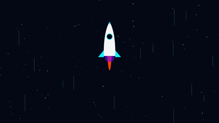Animated Rocket Flying Through Deep Space