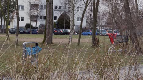 deserted residential park area in an eastern suburb in berlin, germany