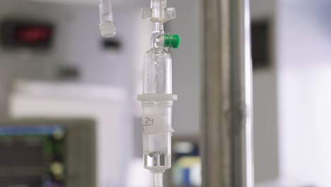 close up of an intravenous drip with anesthetic on a surgery room during daytime