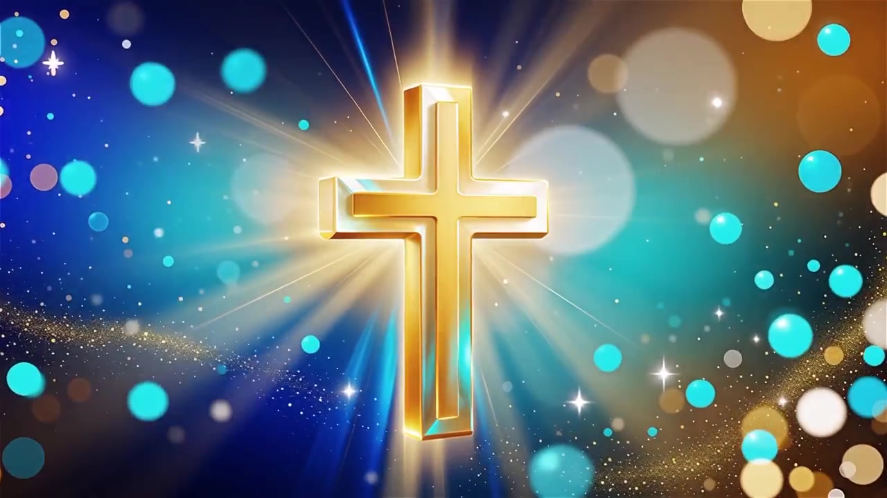 Christian Cross Heavenly Light Worship Background | Premium Stock Video ...