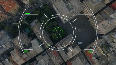 animation of scope scanning over cityscape