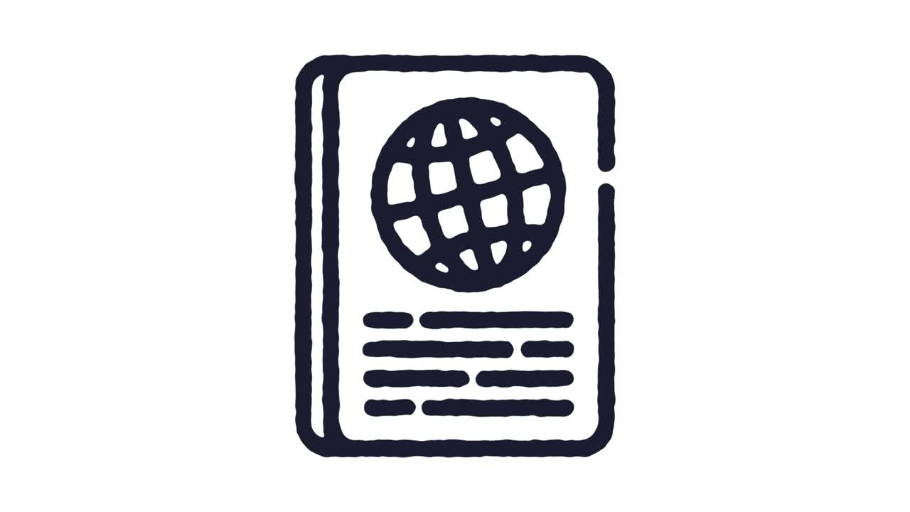Passport Icon Animation Footage & Alpha Channel