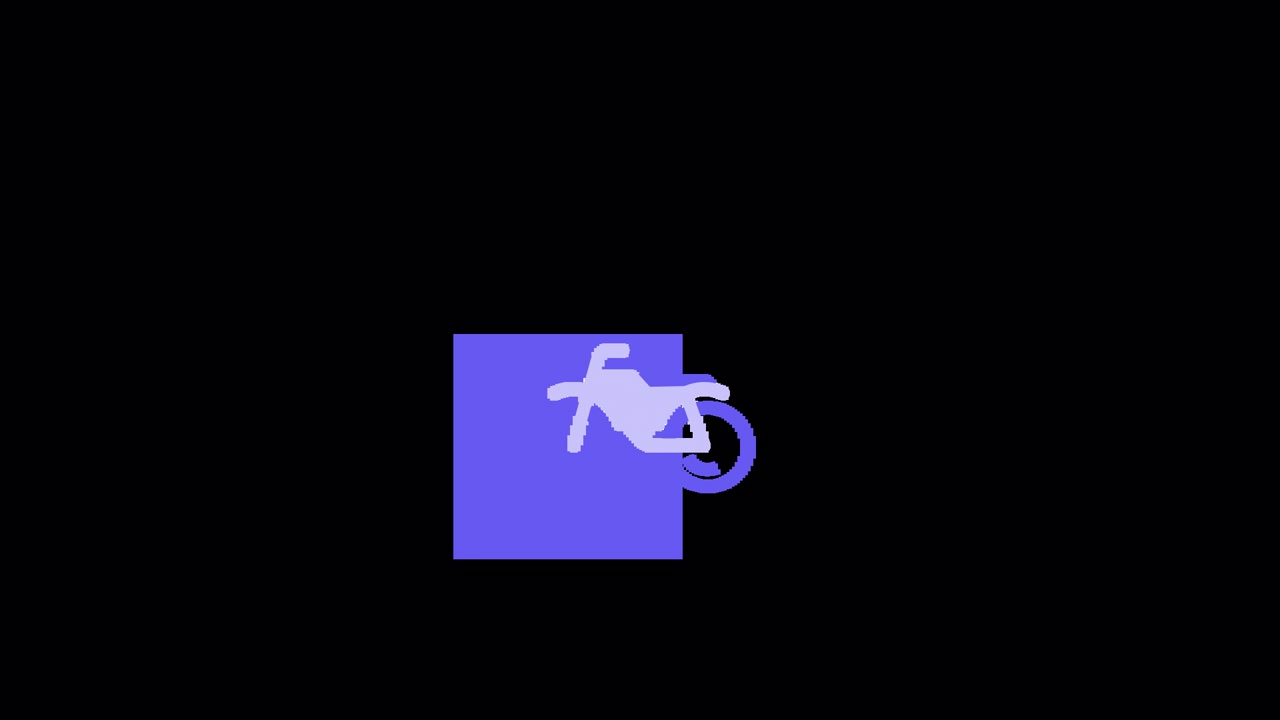 Icono de motocicleta animado sobre fondo cuadrado morado