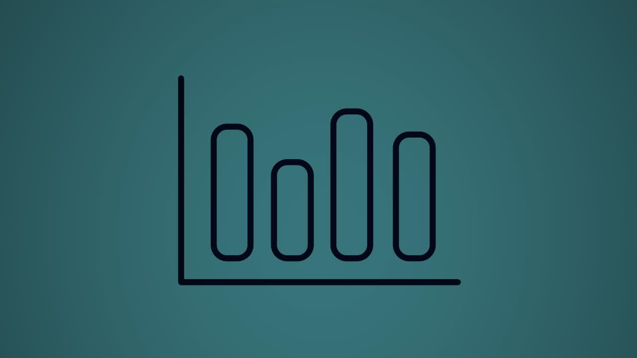 animación del icono de las estadísticas negras que se mueve sobre fondo azul