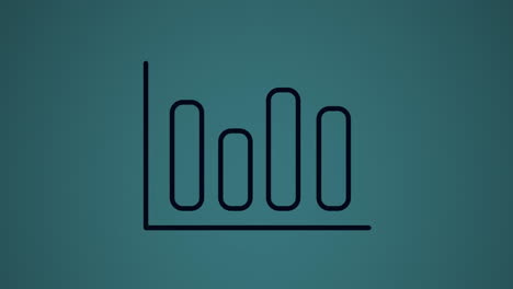 animación del icono de las estadísticas negras que se mueve sobre fondo azul