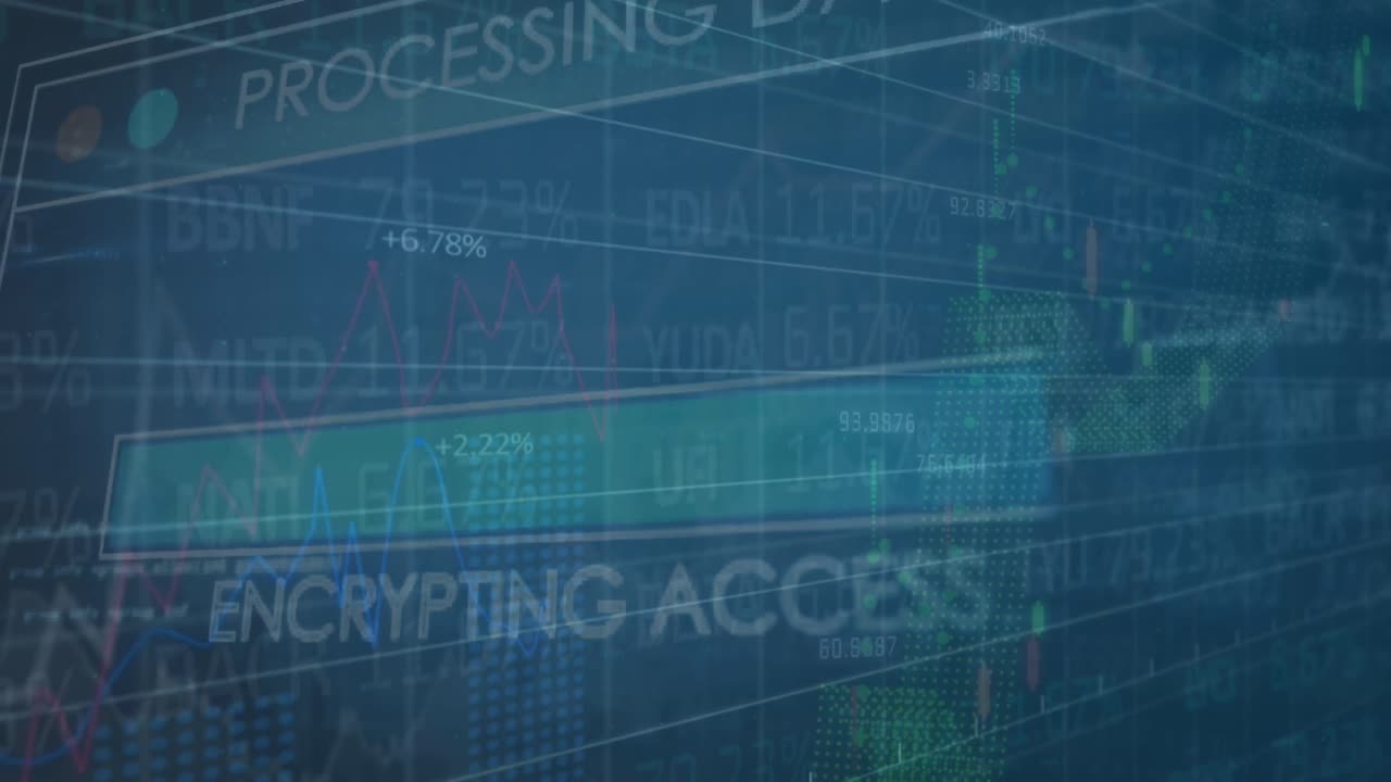 파란색 배경 위의 데이터 처리 애니메이션