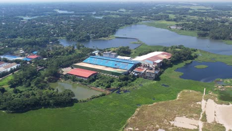 green eco-friendly industrial area in lush green landscape