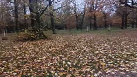 Schwenk-Links-Herbst,-Hassendeide-Park-In-Berlin,-Deutschland,-30-Fpshd-7-Sek