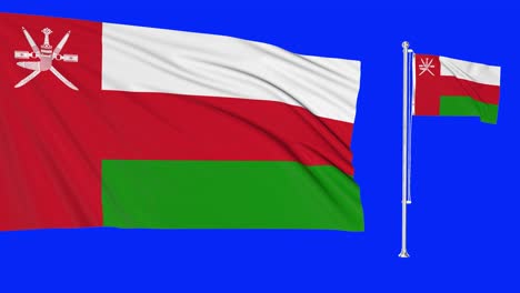 green screen oman two flags waving omani flagpole animation 3d chroma key