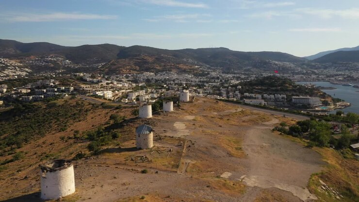 I mulini a vento dell'antica Bodrum.