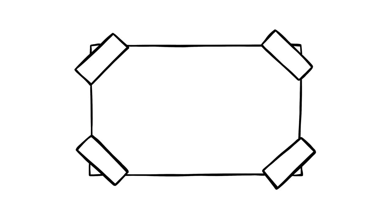 Blank sticky note sign with tape, hand drawn animation on a white background