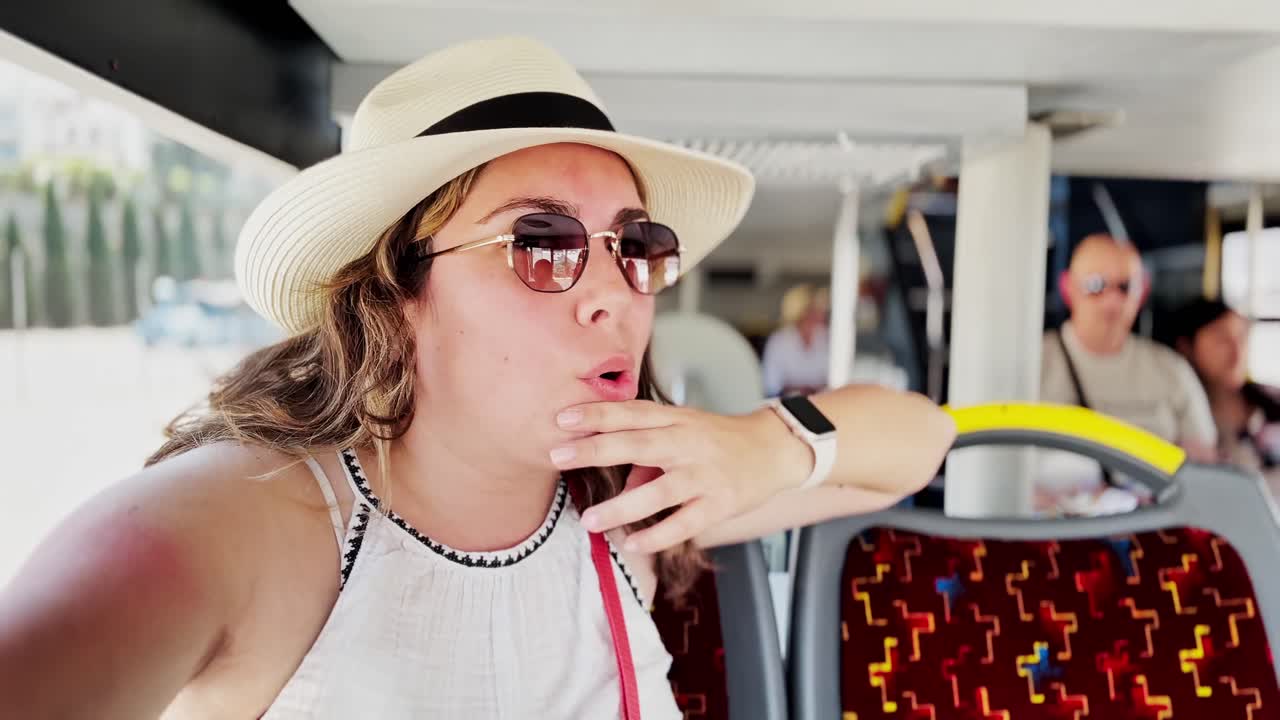 Athens Transit: Tourist Girl on City Bus Ride