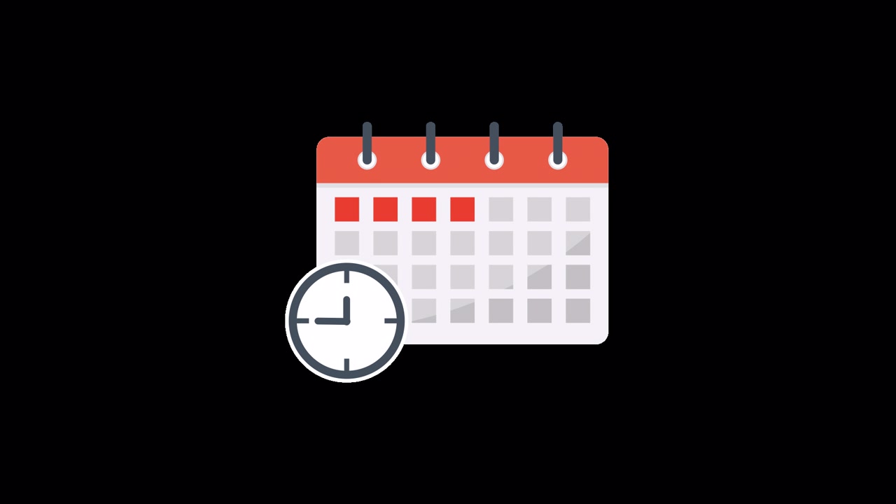 Animeret kalender- og urikon med markerede datoer