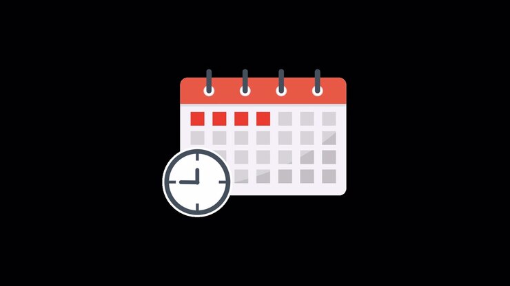 Icona animata di calendario e orologio con date segnate