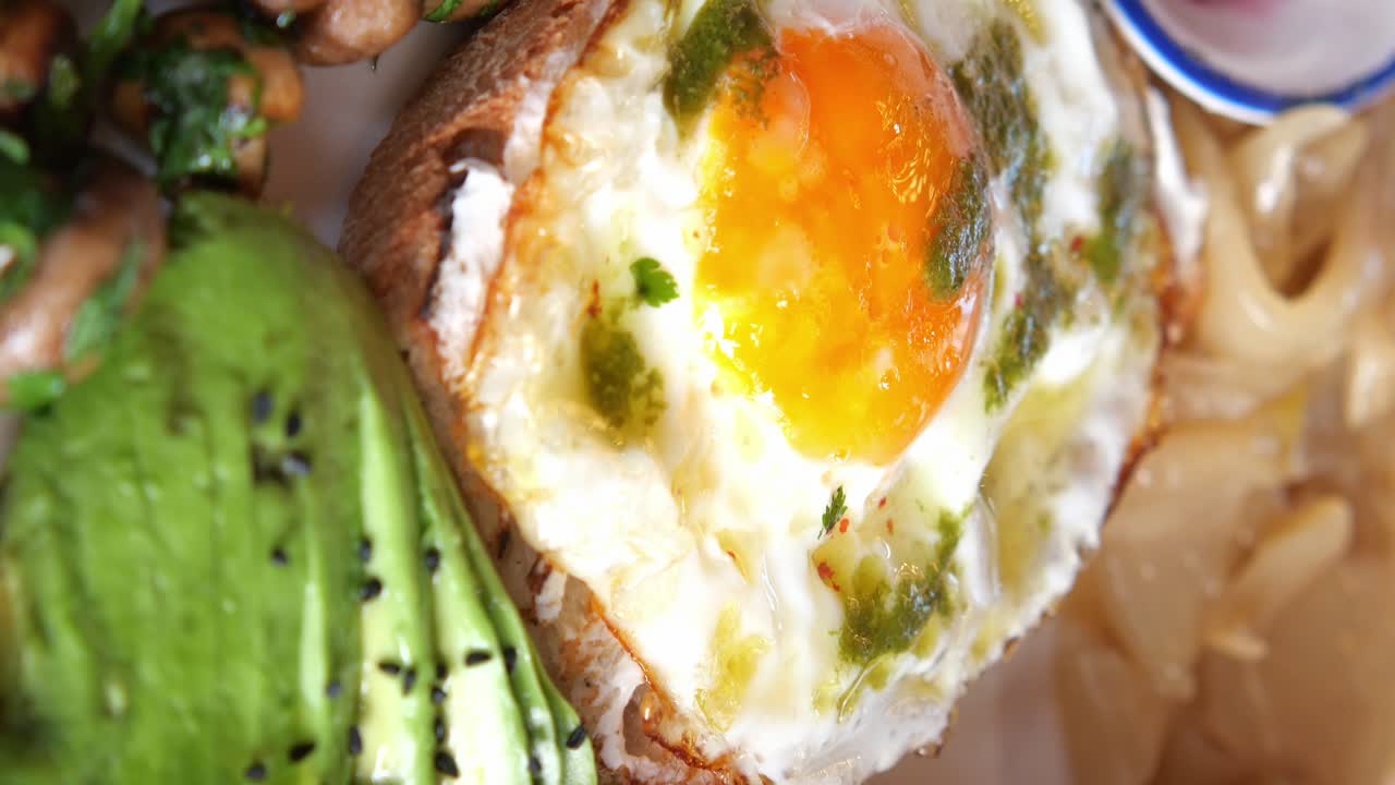 Fried Egg and Avocado Toast with Pesto