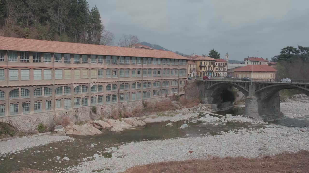 Biella 2022 Industrial archeology on the Cervo stream 4k 25fps Pan Left.
