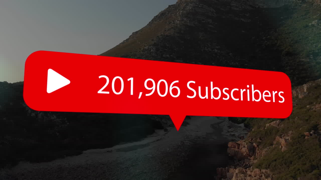 텍스트와 바위 풍경과 함께 소셜 미디어 아이콘의 애니메이션